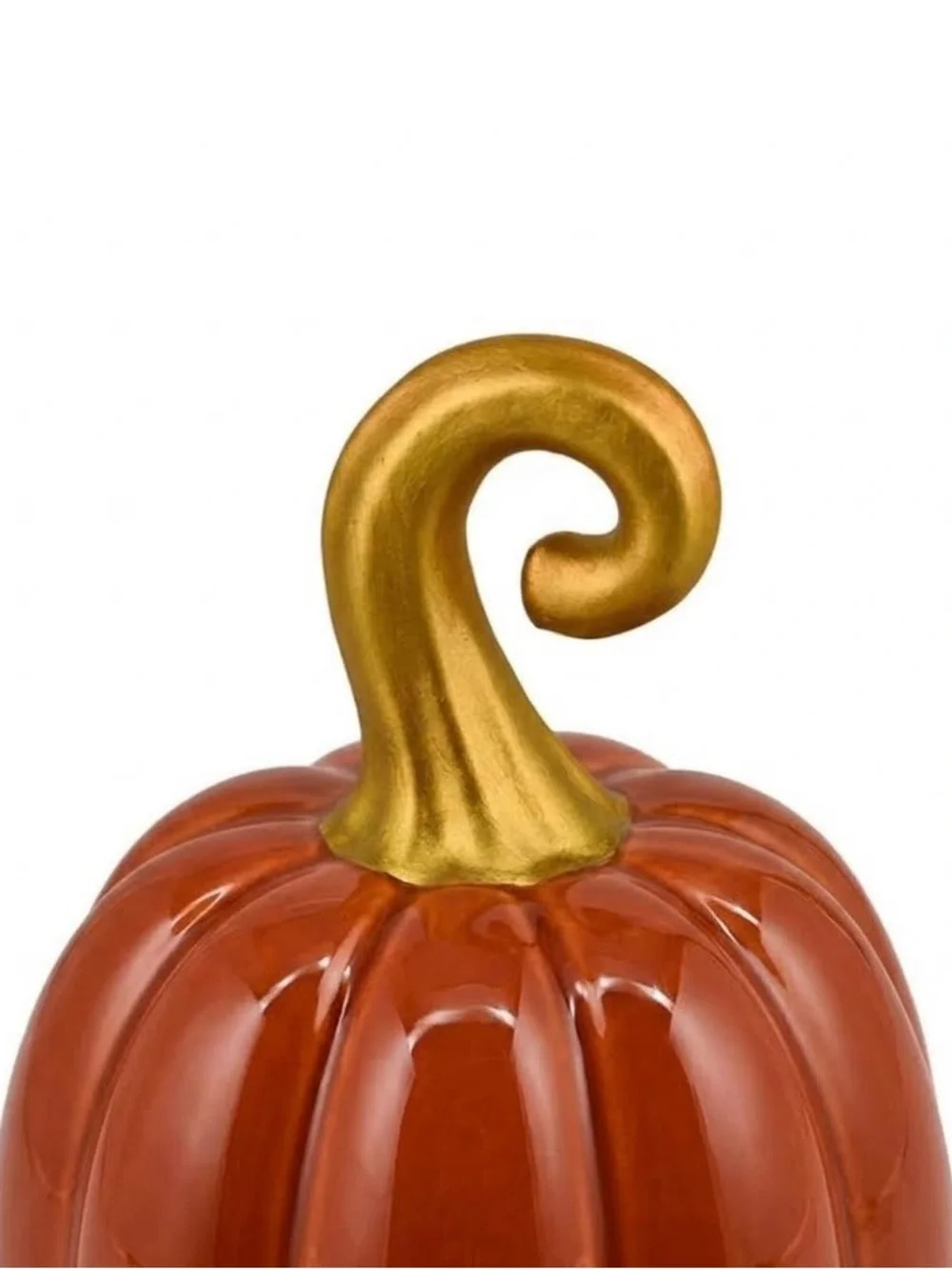 Medium Round Ceramic Pumpkin Tabletop Decor Burnt Orange & Gold  - Target